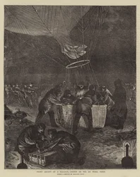 Noite subida de um balão, ferrovia do Norte, Paris